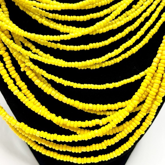 Bright Yellow Multi Strand Beaded Necklace MixIt Color - Picture 2 of 7